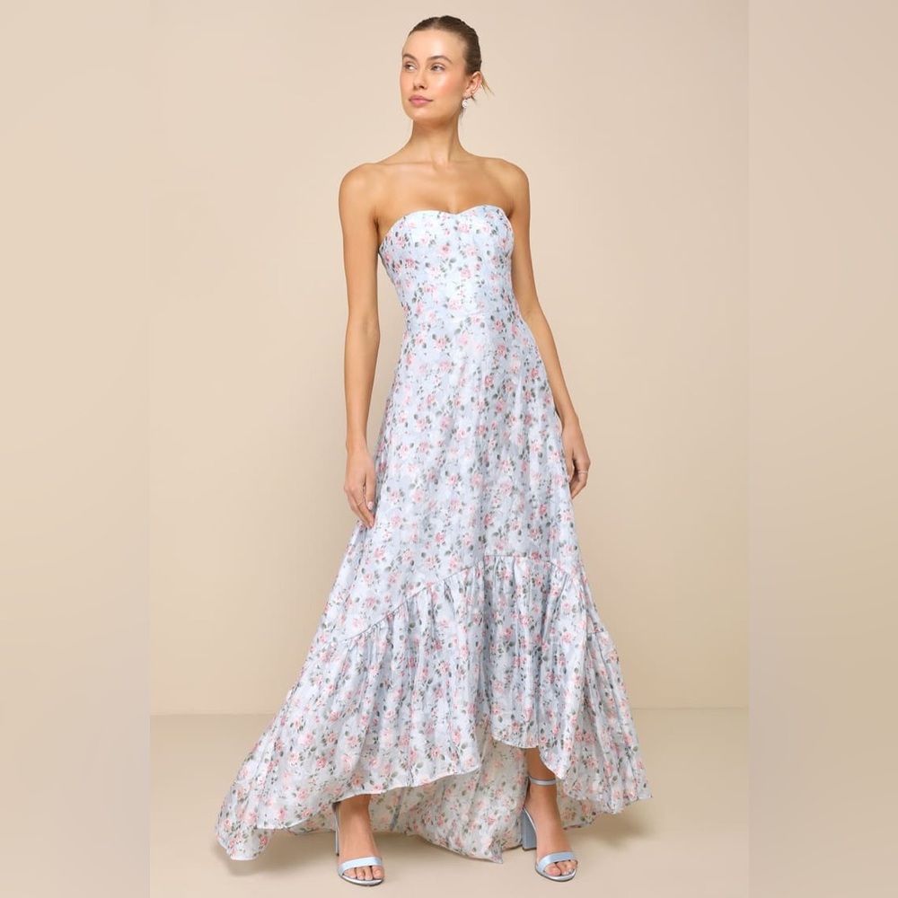 NWT Lulu’s Floral Strapless High-Low Maxi Dress Size XL